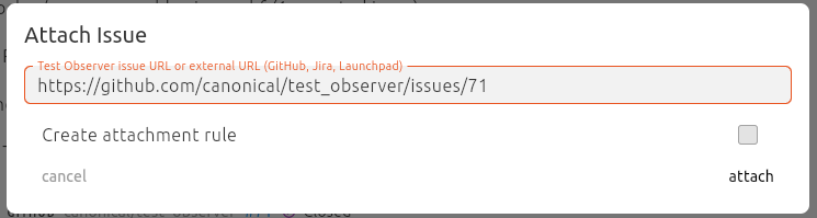 Screenshot showing how to attach an issue
