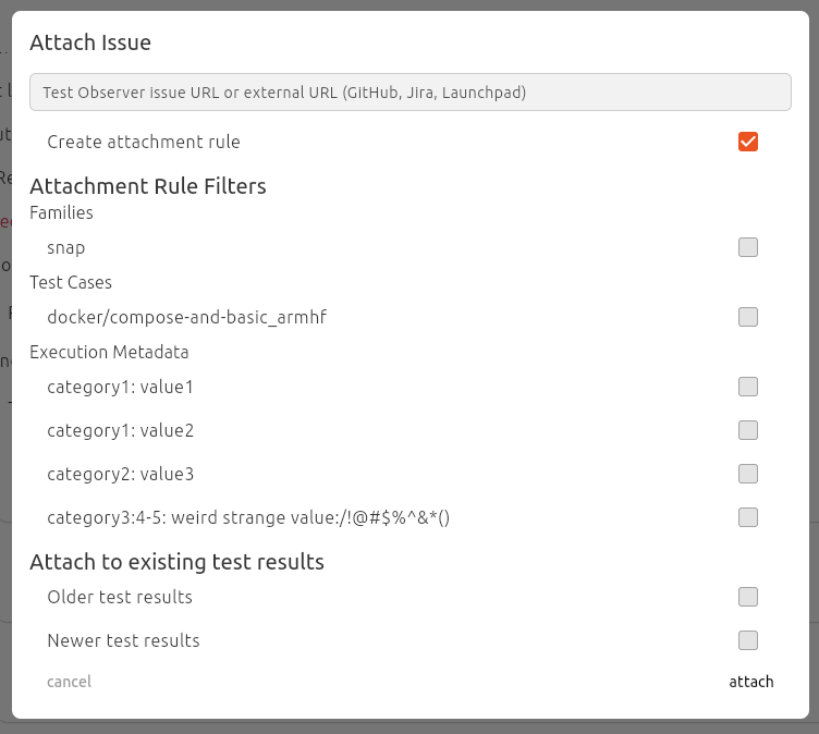 Screenshot showing attachment rule creation